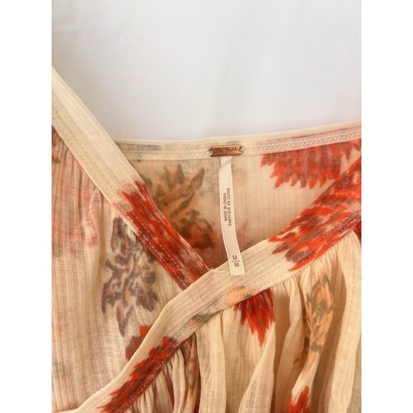 Free People Melbourne Ruffle Ribbed Tank Frilly Floral Tiered Fairy Size Medium - Picture 7 of 8